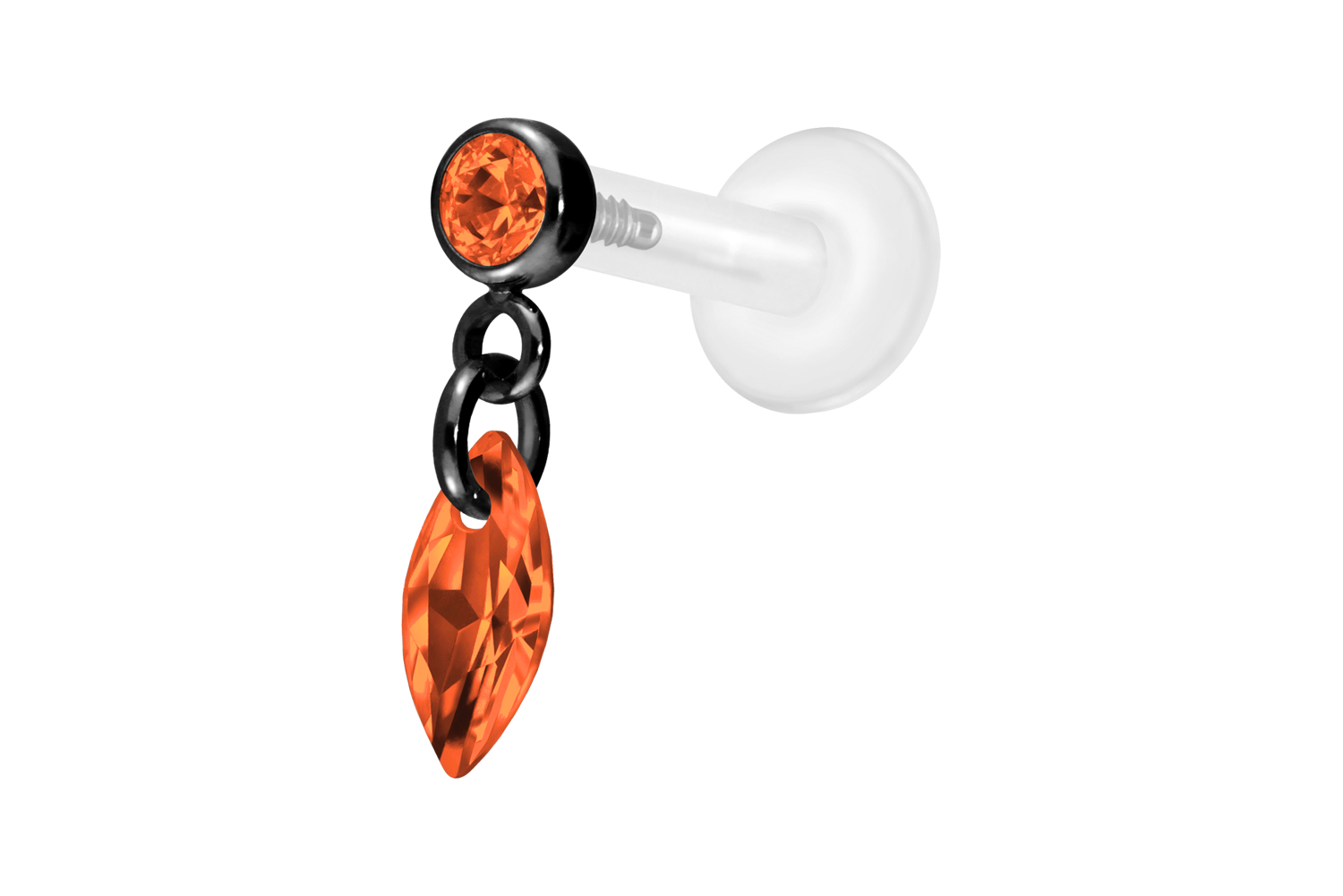 PTFE Labret Piercing mit Innengewinde + Titan-Aufsatz KRISTALLOVAL